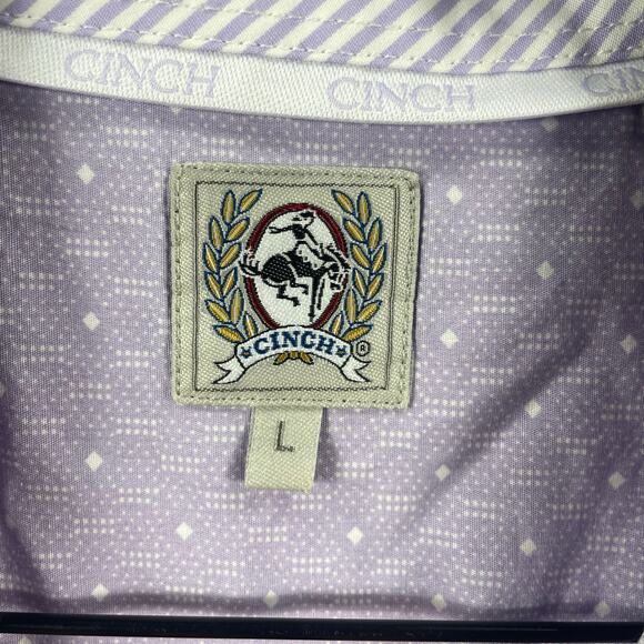Cinch Button Down Western Shirt Men's Large Purple Geometric Flip Cuff Cowboy - Picture 6 of 11